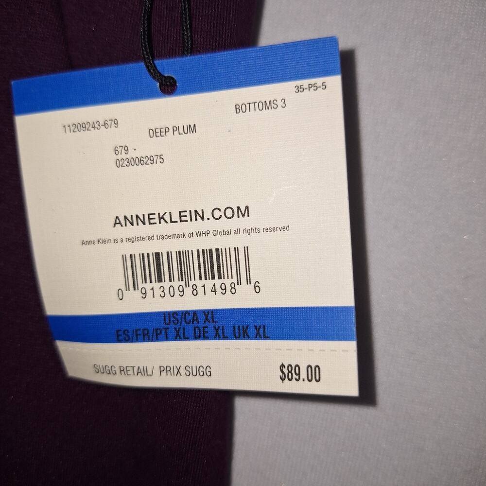 NWT Ann Klein Sz XL 16W Deep Plum Wide Leg Dress Pants Office Wear Comfy - Picture 9 of 9